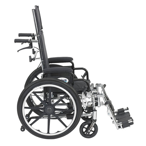 Drive Medical PL412RBDDA Viper Plus Light Weight Reclining Wheelchair with Elevating Leg Rests and Flip Back Detachable Arms, 12" Seat